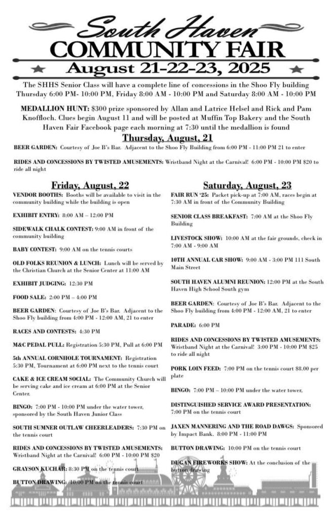South Haven Community Fair 2025 Schedule of Events